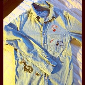 MOTHER Denim Mermaid Ocean Button Down Chambray